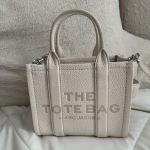Marc Jacobs Leather Micro Tote Cotton White